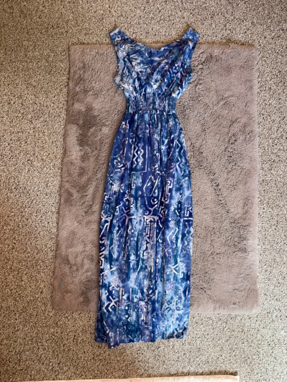 Smocked Waist V-Neck Sleeveless Boho - Picture 2 of 2